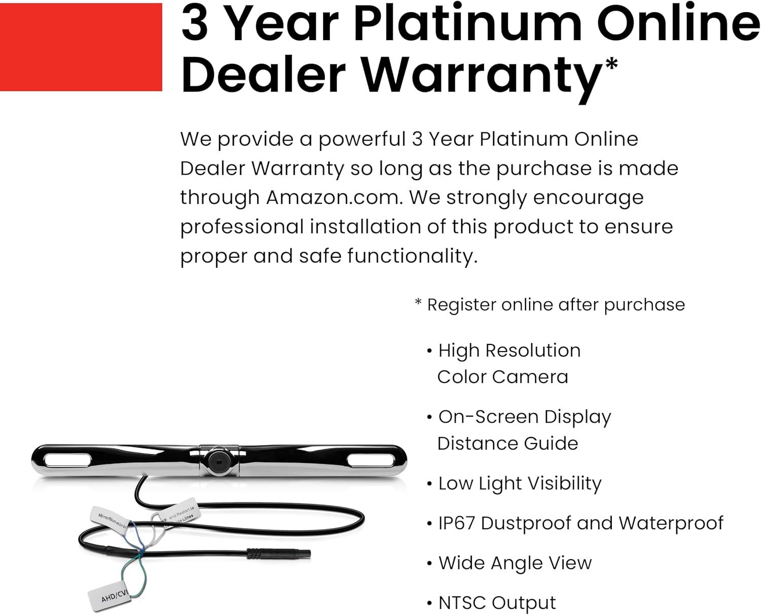 imageBOSS Audio Systems LPC35 Backup Car Rearview Reverse Camera  License Plate Mount 170 Wide Angle Low Light Visibility for Vehicle Pickup Truck RV Travel Trailers Camper Accessories Stereoaccessory