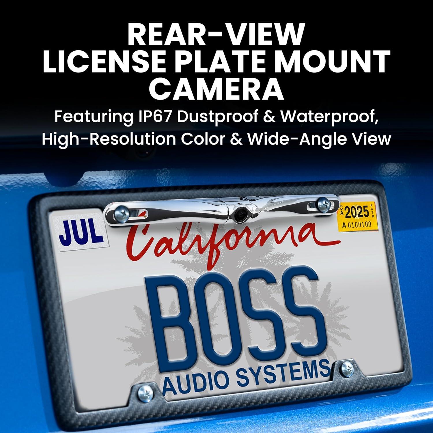 imageBOSS Audio Systems LPC35 Backup Car Rearview Reverse Camera  License Plate Mount 170 Wide Angle Low Light Visibility for Vehicle Pickup Truck RV Travel Trailers Camper Accessories Stereoaccessory
