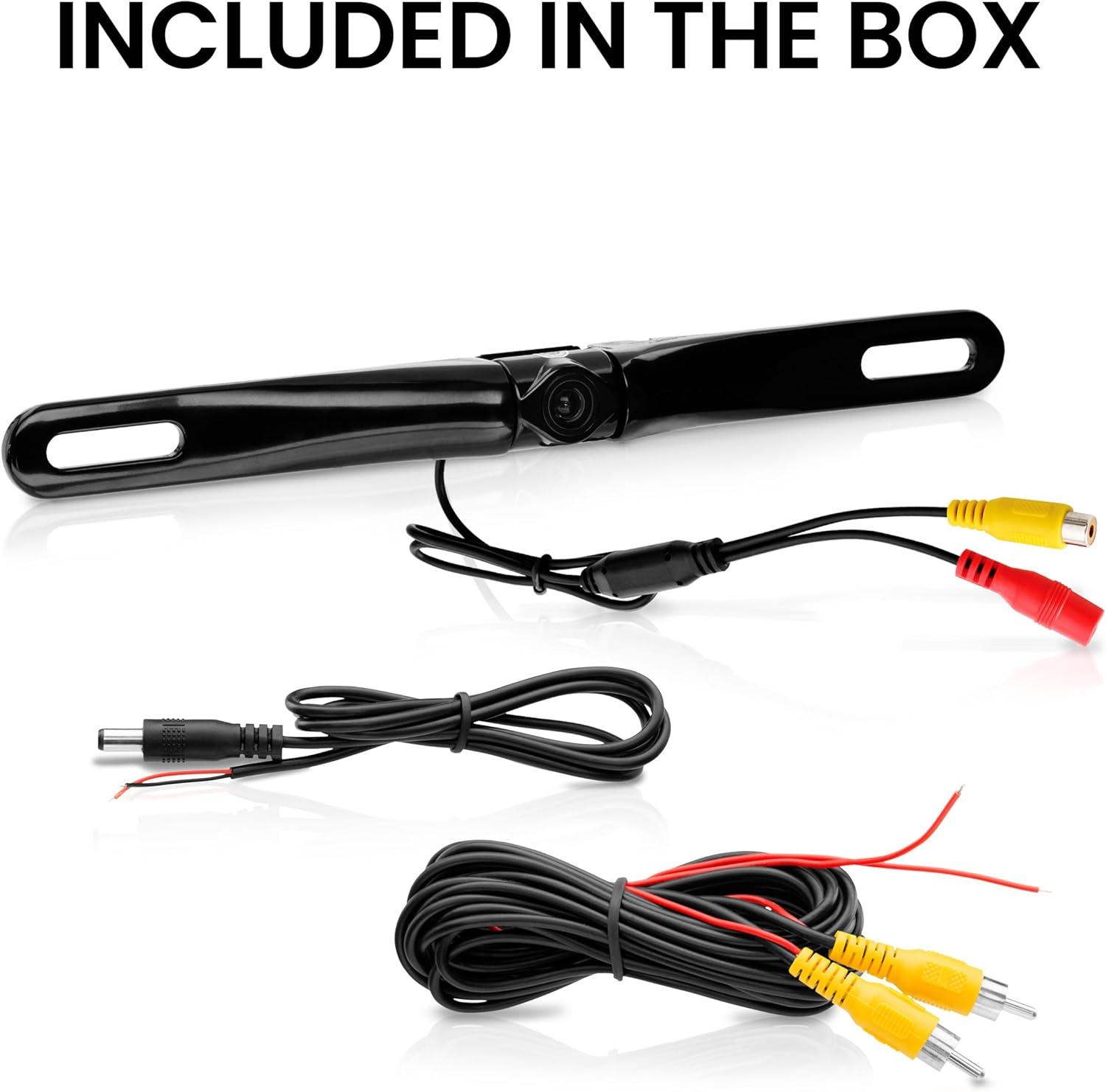 imageBOSS Audio Systems LPCB36 Car Truck Rearview Backup Reverse Camera  License Plate Mount 170 Wide Angle Rear View Cam Low Light FriendlyBlack