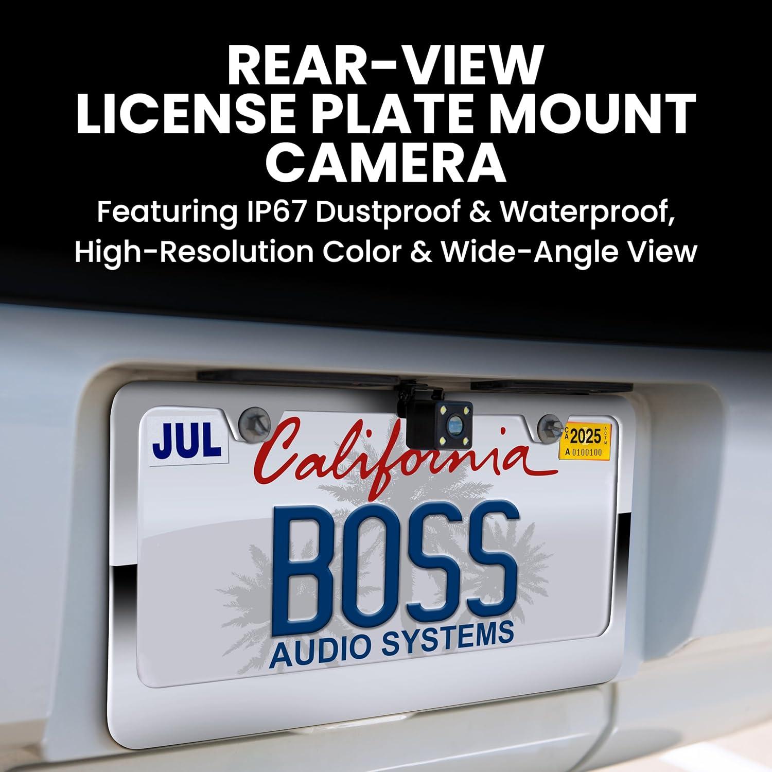 imageBOSS Audio Systems LPCB40 Reverse Rearview License Plate Backup Car Camera  170 Wide Angle Rear View Weatherproof Back Up Cam