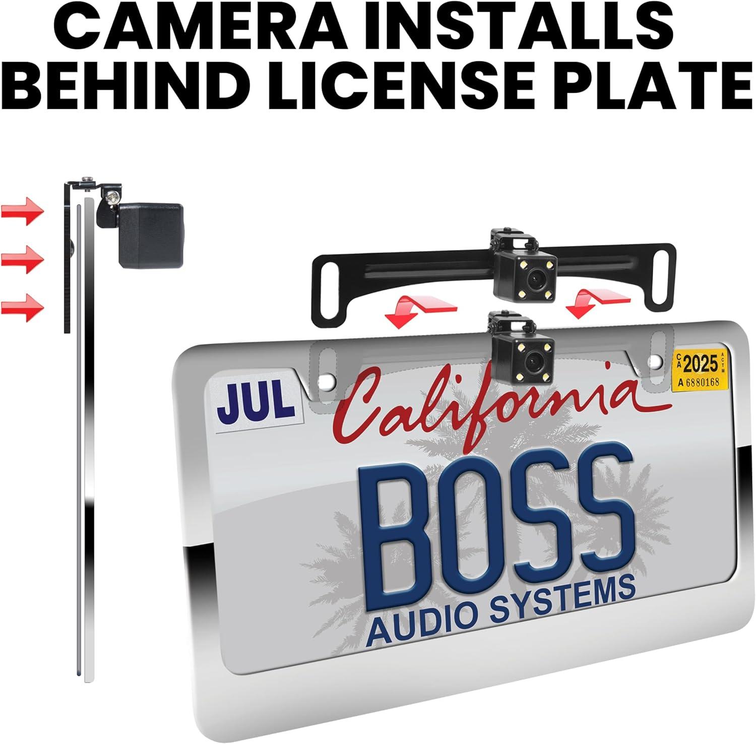 imageBOSS Audio Systems LPCB40 Reverse Rearview License Plate Backup Car Camera  170 Wide Angle Rear View Weatherproof Back Up Cam