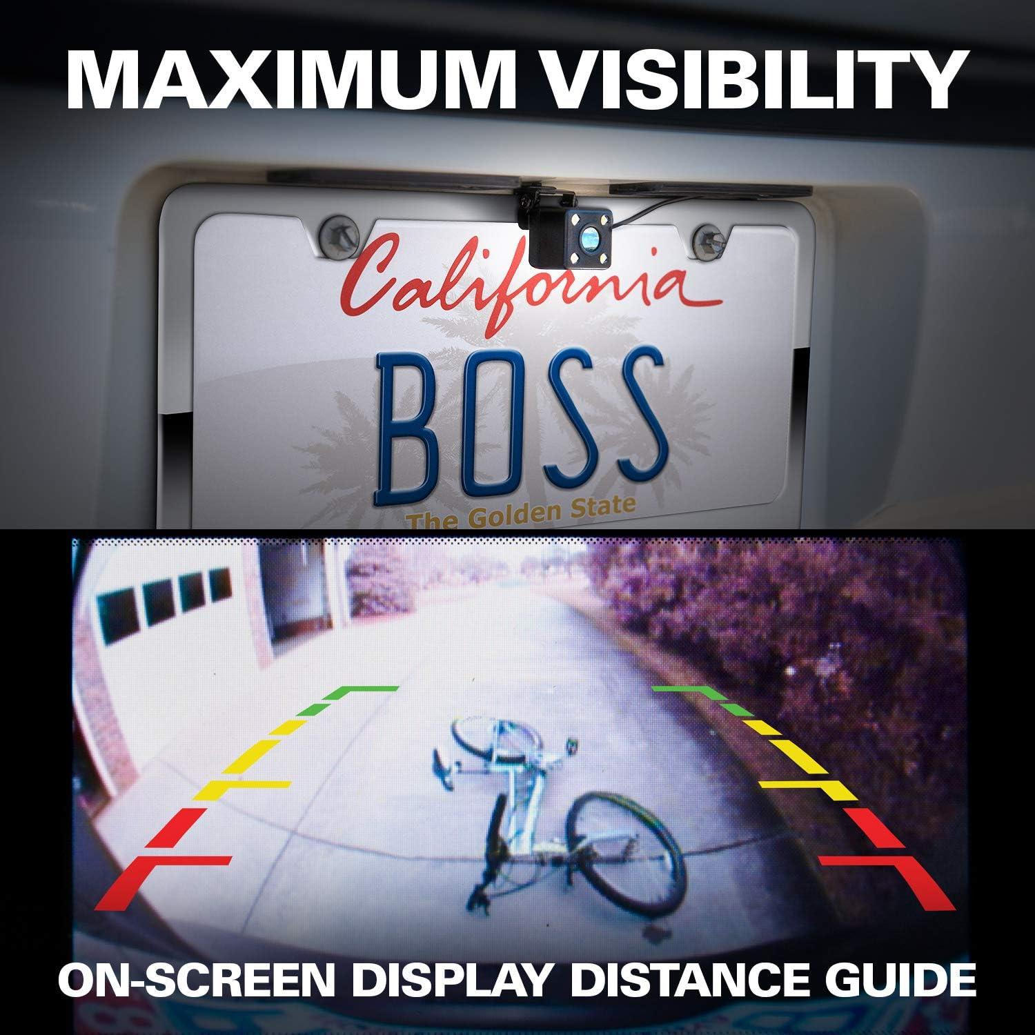 imageBOSS Audio Systems LPCB40 Reverse Rearview License Plate Backup Car Camera  170 Wide Angle Rear View Weatherproof Back Up Cam
