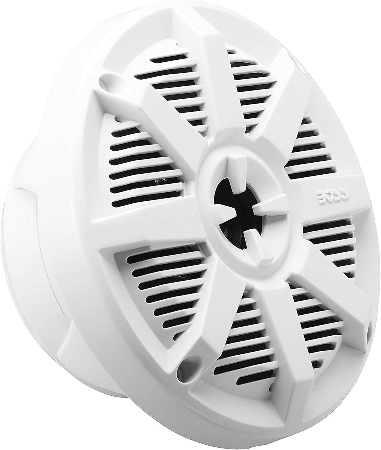 imageBOSS Audio Systems MRGB55W 525 Inch Marine Speakers  Weatherproof 150 Watts Per Pair 75 Watts Each MultiColor Illumination Full Range 2 Way Sold in Pairs525 White 150W MR25W