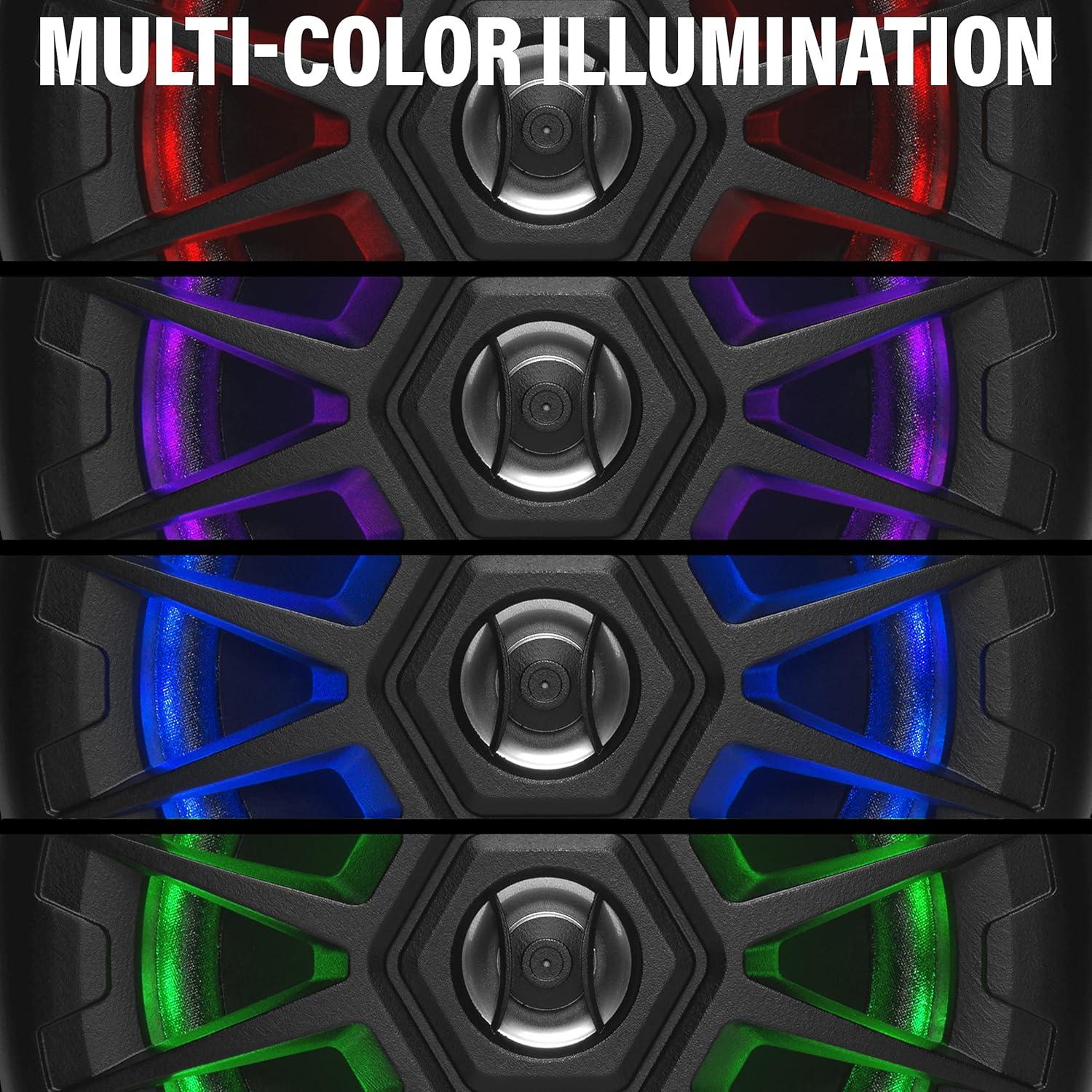 imageBOSS Audio Systems MRGB55W 525 Inch Marine Speakers  Weatherproof 150 Watts Per Pair 75 Watts Each MultiColor Illumination Full Range 2 Way Sold in Pairs525 Black 150W MRGB55B