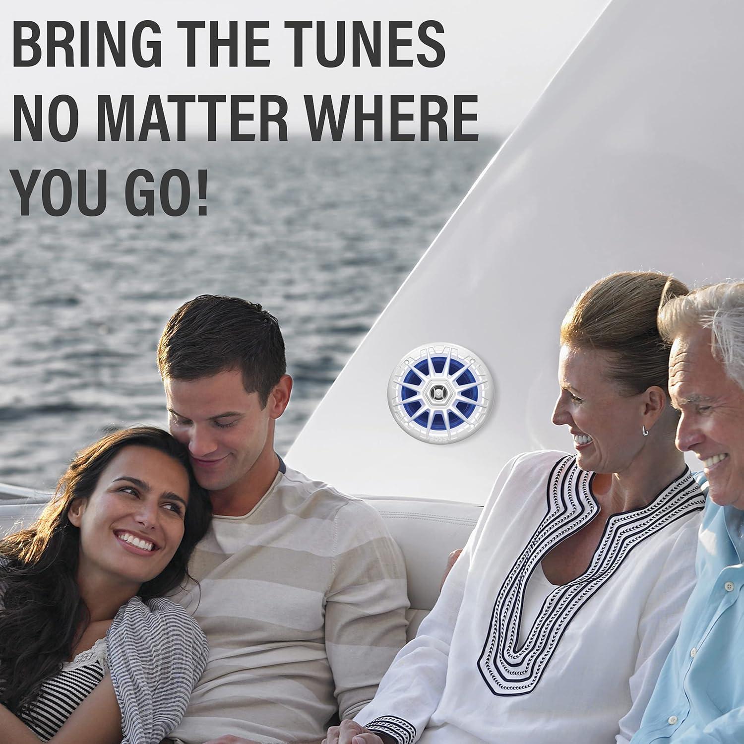 imageBOSS Audio Systems MRGB55W 525 Inch Marine Speakers  Weatherproof 150 Watts Per Pair 75 Watts Each MultiColor Illumination Full Range 2 Way Sold in Pairs525 White 150W MRGB55W