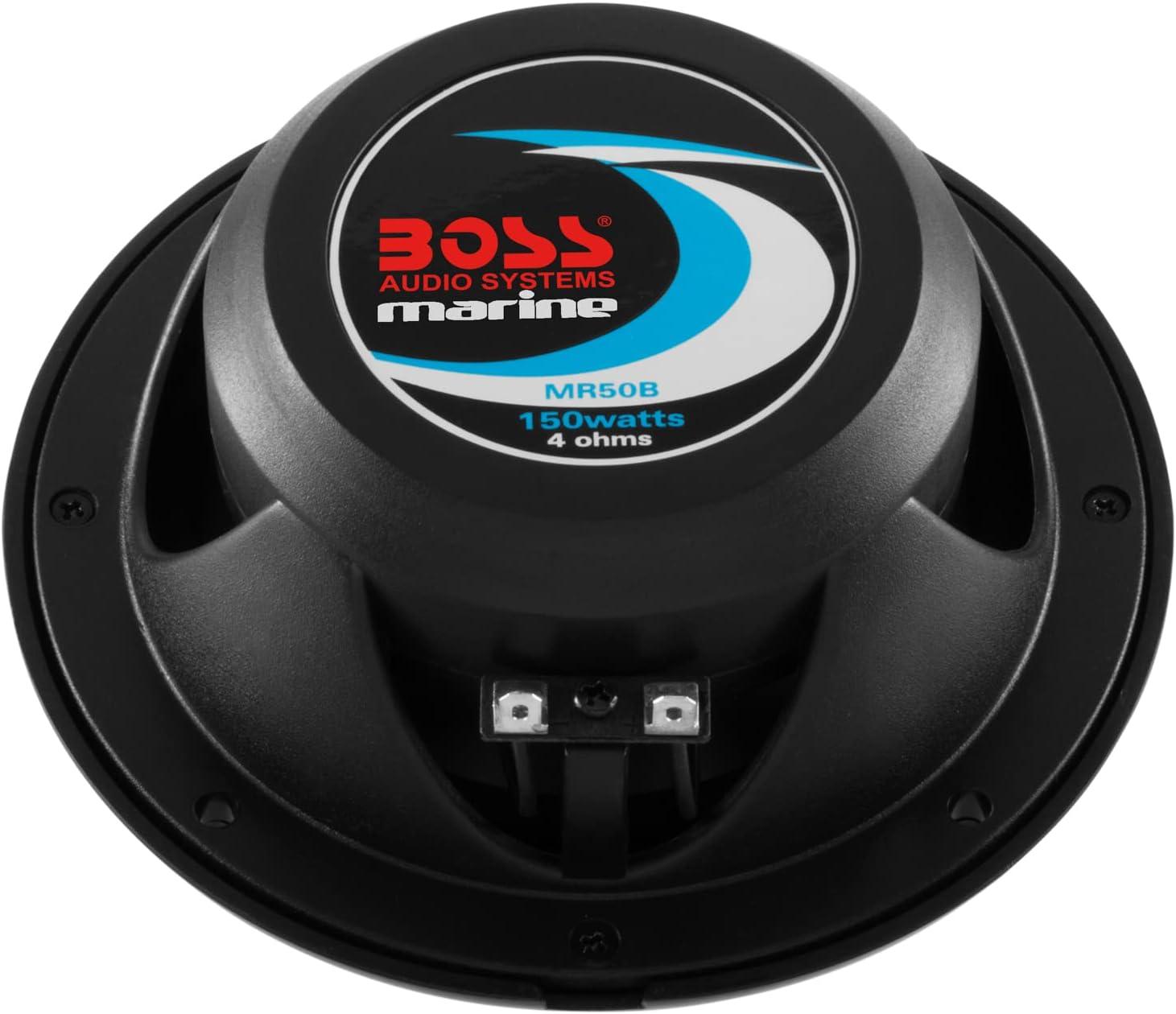 imageBOSS Audio Systems MRGB55W 525 Inch Marine Speakers  Weatherproof 150 Watts Per Pair 75 Watts Each MultiColor Illumination Full Range 2 Way Sold in Pairs525 Black 150W MR50B