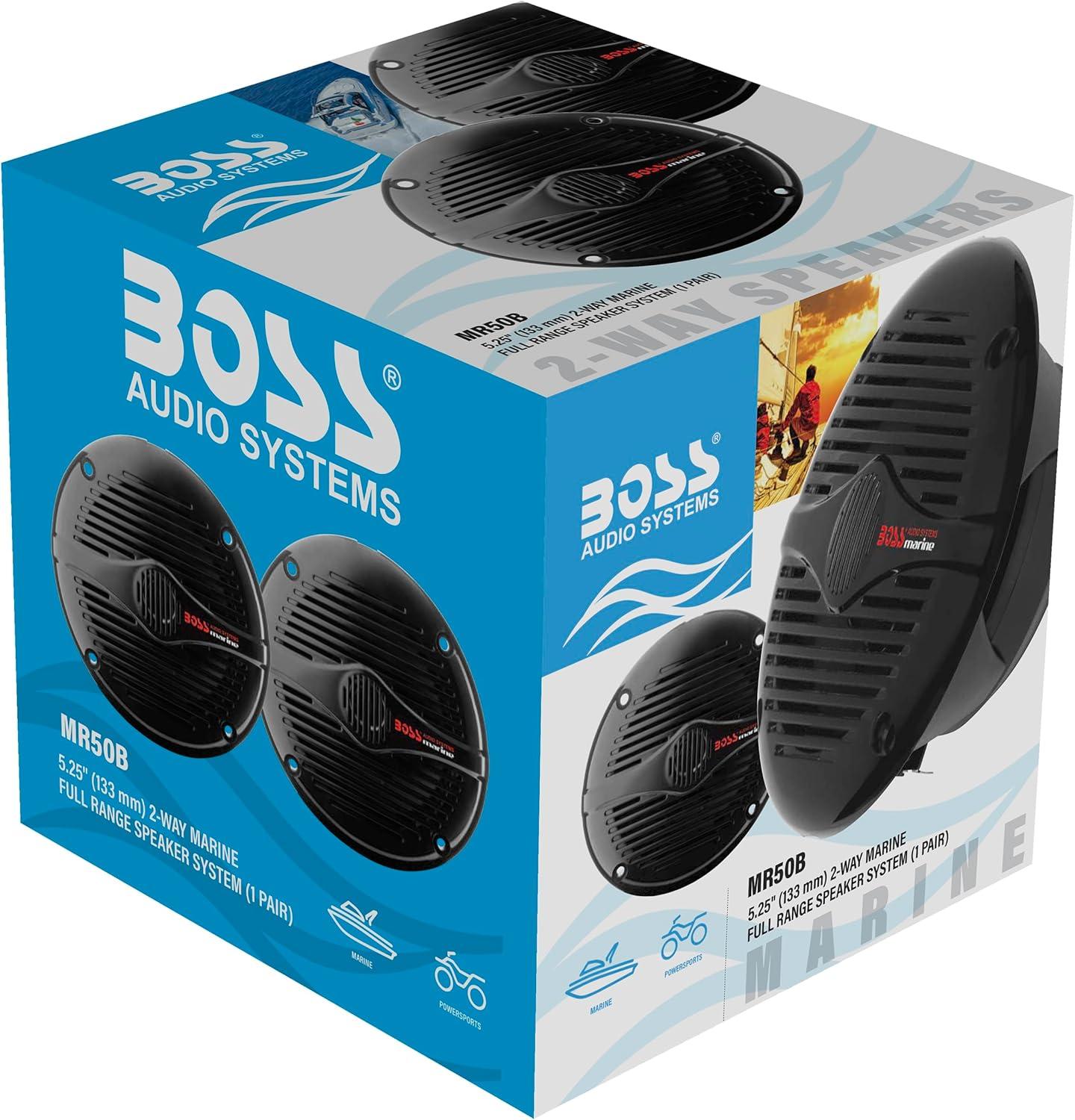 imageBOSS Audio Systems MRGB55W 525 Inch Marine Speakers  Weatherproof 150 Watts Per Pair 75 Watts Each MultiColor Illumination Full Range 2 Way Sold in Pairs525 Black 150W MR50B