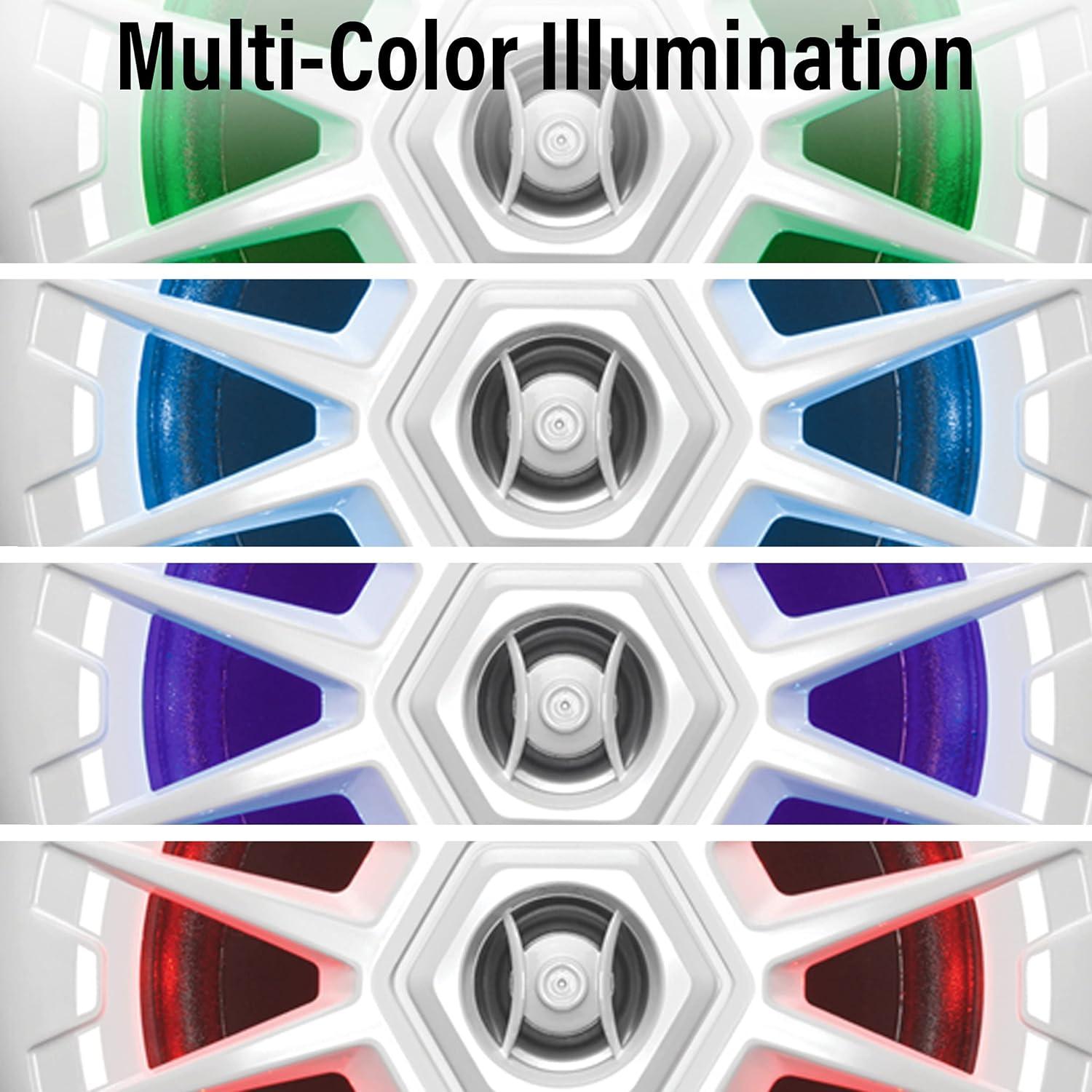 imageBOSS Audio Systems MRGB55W 525 Inch Marine Speakers  Weatherproof 150 Watts Per Pair 75 Watts Each MultiColor Illumination Full Range 2 Way Sold in Pairs525 White 150W MRGB55W