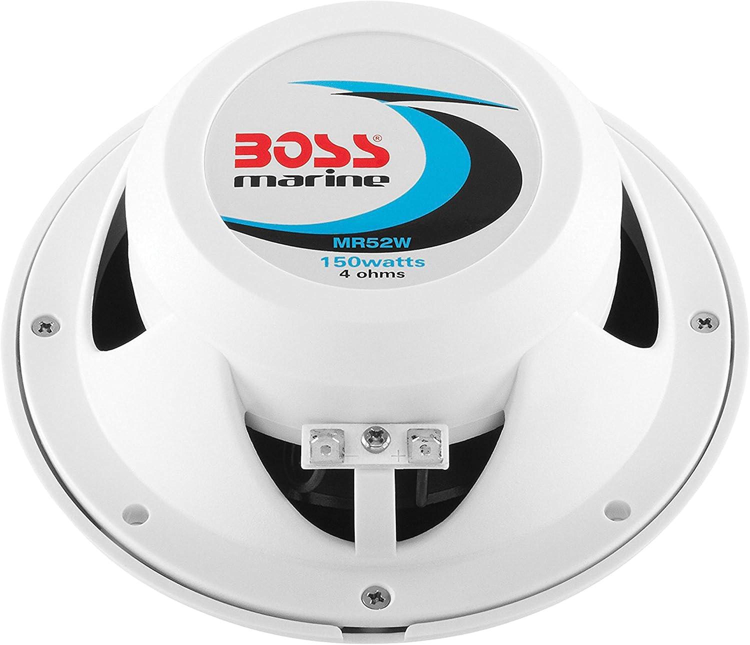 imageBOSS Audio Systems MRGB55W 525 Inch Marine Speakers  Weatherproof 150 Watts Per Pair 75 Watts Each MultiColor Illumination Full Range 2 Way Sold in Pairs525 White 150W MR25W