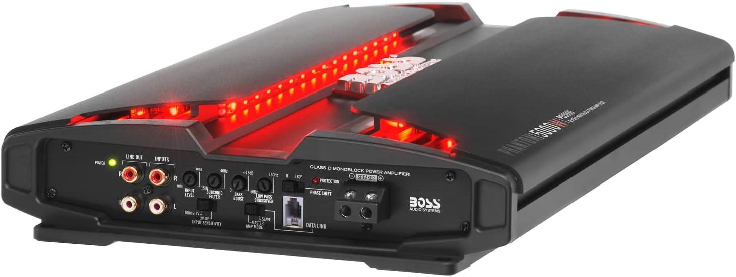 imageBOSS Audio Systems PD5000 Phantom 5000Watt 1 2 4 Ohm Stable Class D Monoblock Car Amplifier with Remote Subwoofer Control5000 Watt Class D