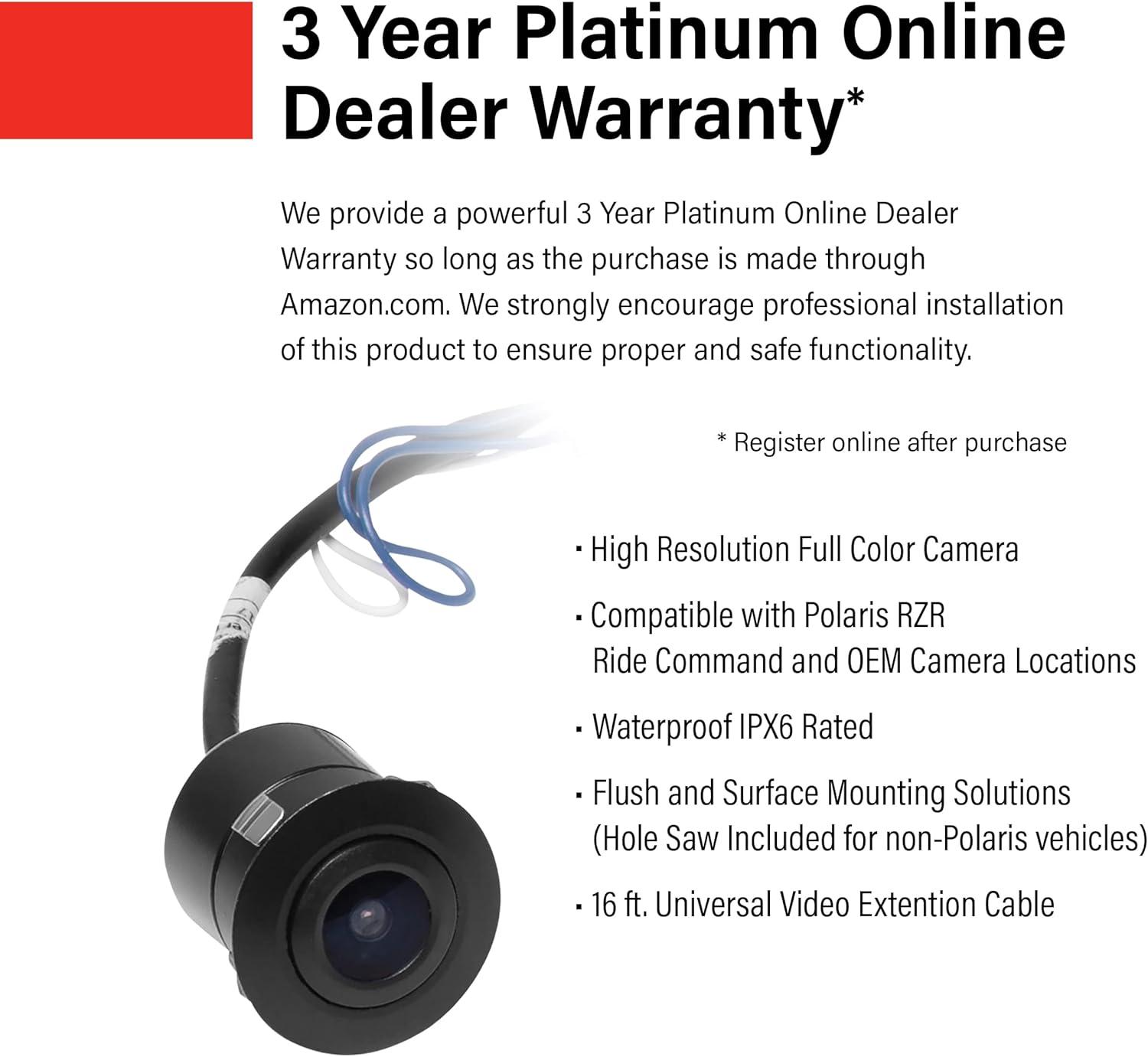 imageBOSS Audio Systems POLCAM OffRoad Front Or Reverse Rearview Backup Vehicle Camera  Compatible With Polaris RZR Ride Command ATV UTV Waterproof IPX6 Rated Low Light Visibility Wide Angle ViewCamera