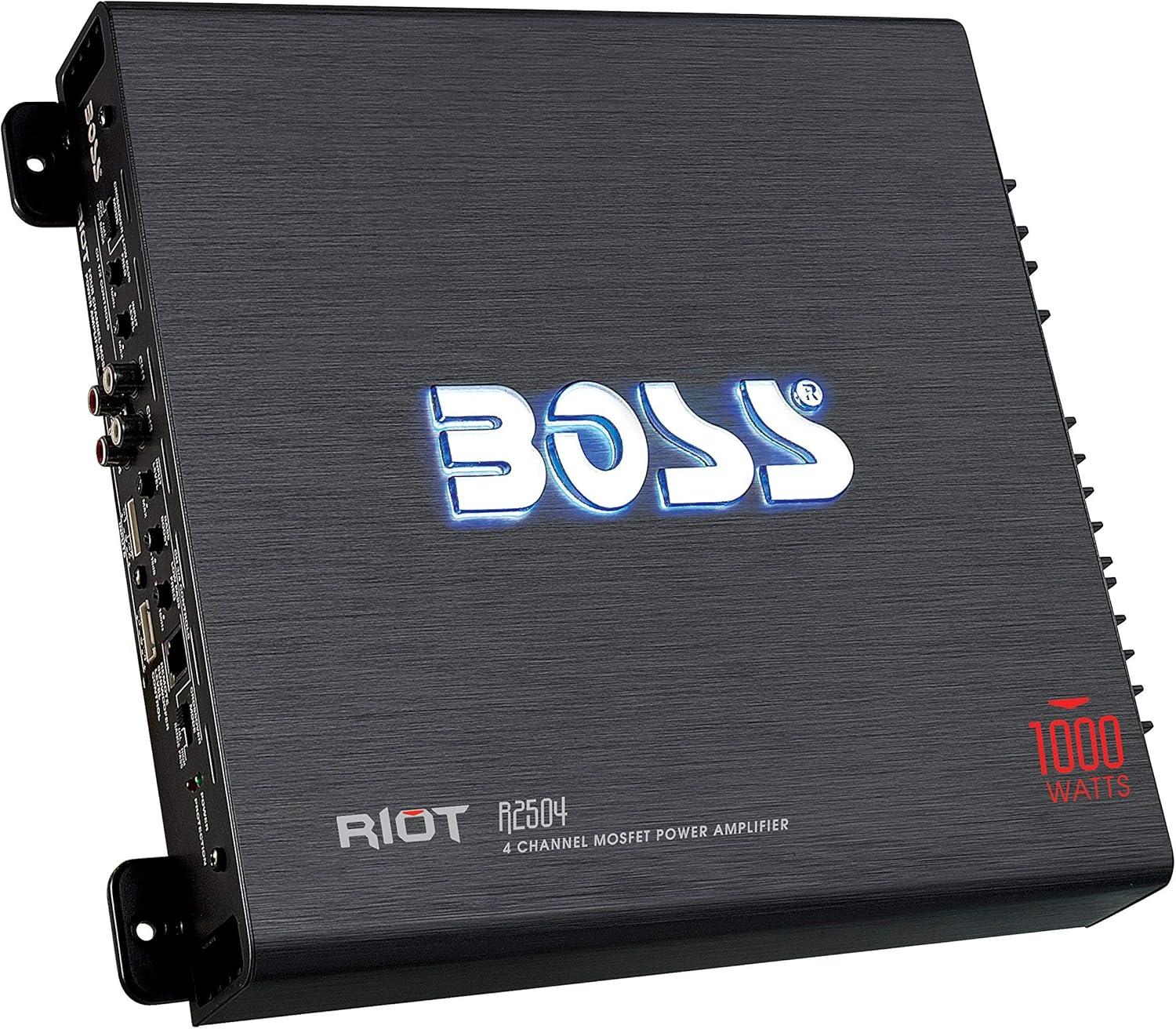 imageBOSS Audio Systems R1004 Riot Series 4 Channel Amplifier Car Audio  Class AB 400 High Output 28 Ohm Stable HighLow Level Inputs Full Range1000W 4 Channel