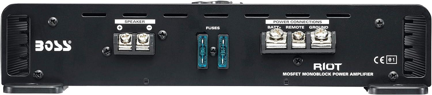 imageBOSS Audio Systems R1600M Monoblock Car Amplifier  1600 W High Output LowHigh Level Inputs Low Pass Crossover Hook Up to Subwoofer for Bass1600W Monoblock
