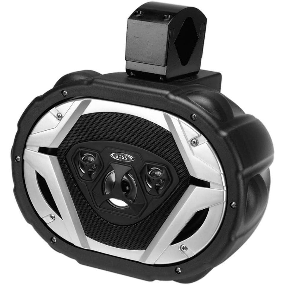imageBOSS Audio Systems MRWT69RGB Marine Waketower Speaker System  600 Watts Of Power 6 x 9 Inch Full Range 2 Way MultiColor LED Illumination Marine grade Weatherproof Sold Individually6 x 9 Black Tower Speaker