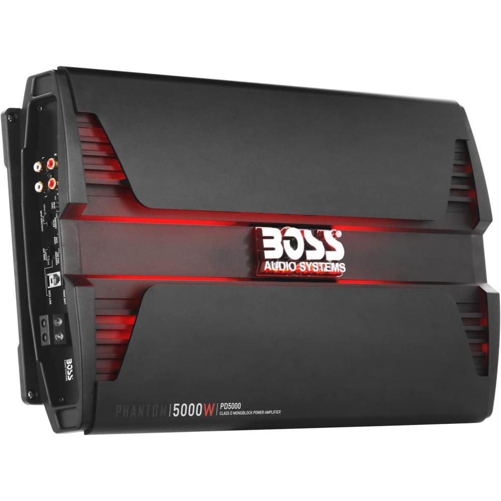 imageBOSS Audio Systems PD5000 Phantom 5000Watt 1 2 4 Ohm Stable Class D Monoblock Car Amplifier with Remote Subwoofer Control5000 Watt Class D