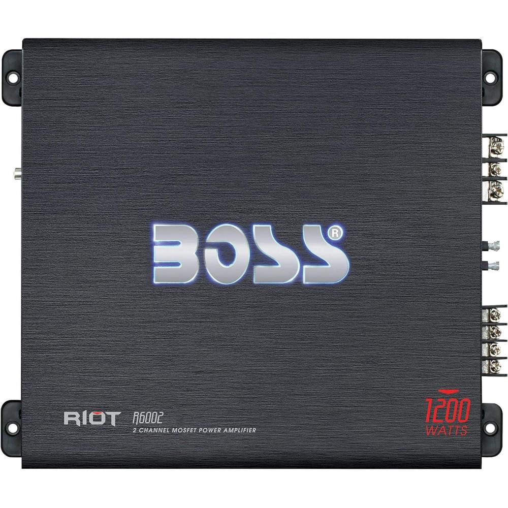 imageBOSS Audio Systems R1600M Monoblock Car Amplifier  1600 W High Output LowHigh Level Inputs Low Pass Crossover Hook Up to Subwoofer for Bass1200W 2 Channel