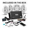 imageBOSS Audio Systems ASK902B6 Marine Boat 65 inch Speakers and 4 Channel Amplifier Package  500 High Output Bluetooth Remote Waterproof PouchAmp System  4 Speaker Package