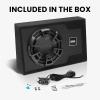 imageBOSS Audio Systems B12ES 12 Inch Powered Car Subwoofer Package  1200 High Output Builtin Amplifier Low Profile Remote Subwoofer Control 16 ft Cable