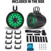 imageBOSS Audio Systems B62ABT ATV UTV Marine Weatherproof Waketower System  Amplified 65 Inch Stereo Speakers Full Range 2 Way Tweeters Bluetooth IPX5 Rated Sold in Pairs for Boat Wake Tower65 Speakers RGB 500W