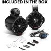 imageBOSS Audio Systems B62ABT ATV UTV Marine Weatherproof Waketower System  Amplified 65 Inch Stereo Speakers Full Range 2 Way Tweeters Bluetooth IPX5 Rated Sold in Pairs for Boat Wake Tower65 Speakers Black 750W