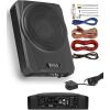 imageBOSS Audio Systems BASS8K 8 Inch Powered Car Subwoofer and Amplifier Wiring Kit Package  800 Watts Max Power Under Seat Low Profile 8 Gauge Wiring Kit for Truck Boxes and EnclosuresWith Wiring Kit