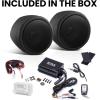 imageBOSS Audio Systems MCBK520B Motorcycle 3 Inch Stereo Speakers and Amplifier Audio Sound System  Bluetooth 2 Channel Amplifier Weatherproof FM Tuner USB SD Auxiliary In ATV UTV Compatible2 3 Black Speakers  Class AB Amp