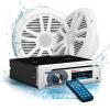 imageBOSS Audio Systems MCK508WB6 Marine Boat Bluetooth Stereo ampamp 65 Inch Speakers  CD DVD Player AMFM Radio Receiver Head Unit Dipole AntennaMr508uabw  2 White Speakers