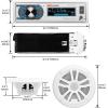 imageBOSS Audio Systems MCK632WB6 Bluetooth Car Stereo Receiver with USB Port 90W Dual Cone Speakers Color Illumination Weatherproofing Media Playback and Detachable Front PanelReceiver  4 White Speakers