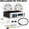 imageBOSS Audio Systems MCK632WB6 Bluetooth Car Stereo Receiver with USB Port 90W Dual Cone Speakers Color Illumination Weatherproofing Media Playback and Detachable Front PanelReceiver  2 White Speakers