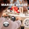 imageBOSS Audio Systems MGR350B Marine Boat Stereo Gauge Receiver  Bluetooth Head Unit No CD DVD Player Builtin 4 Channel Amplifier Weatherproof USB USB ChargingMGR350B  2 White Speakers