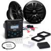 imageBOSS Audio Systems MGR350B Marine Boat Stereo Gauge Receiver  Bluetooth Head Unit No CD DVD Player Builtin 4 Channel Amplifier Weatherproof USB USB ChargingMGR450B  2 Black Speakers