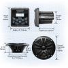 imageBOSS Audio Systems MGR350B Marine Boat Stereo Gauge Receiver  Bluetooth Head Unit No CD DVD Player Builtin 4 Channel Amplifier Weatherproof USB USB ChargingMGR450B  2 Black Speakers