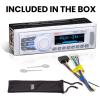 imageBOSS Audio Systems MR1308UABK Marine Boat Stereo  Single Din Bluetooth No CD DVD Player AMFM Radio Receiver Auxin USBWhite Receiver Mechless