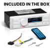 imageBOSS Audio Systems MR500UAB Marine Radio Receiver  Bluetooth Audio Streaming and HandsFree Calling USB Port Weatherproof Digital Media MP3 Player No CD Player AMFM Radio ReceiverMR500UAB Receiver