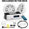imageBOSS Audio Systems MR500UAB Marine Radio Receiver  Bluetooth Audio Streaming and HandsFree Calling USB Port Weatherproof Digital Media MP3 Player No CD Player AMFM Radio ReceiverMR500UAB  2 White Speakers