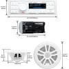 imageBOSS Audio Systems MR500UAB Marine Radio Receiver  Bluetooth Audio Streaming and HandsFree Calling USB Port Weatherproof Digital Media MP3 Player No CD Player AMFM Radio ReceiverMR500UAB  2 White Speakers
