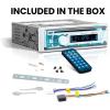 imageBOSS Audio Systems MR762BRGB Marine Boat Stereo  Single Din Bluetooth CD DVD Player AM FM Radio Receiver Weatherproof Multicolor IlluminationWhite Receiver w CD