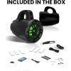imageBOSS Audio Systems MRWT40RGB 4 Inch Marine Wake Tower Speakers  Full Range 2Way IPX5 Rated Multicolor Illumination Sold in Pairs4 inch Speakers RGB 400W