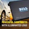 imageBOSS Audio Systems R1600M Monoblock Car Amplifier  1600 W High Output LowHigh Level Inputs Low Pass Crossover Hook Up to Subwoofer for Bass3400W Monoblock