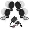 imageBOSS Audio Systems MC470B 3 Inch Motorcycle Full Range Speakers and Amplifier Sound System  Bluetooth 2 Channel Amplifier Weatherproof Volume Control ATV UTV Compatible4 3 Chrome Speakers  Class D Amp