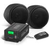 imageBOSS Audio Systems MCBK520B Motorcycle 3 Inch Stereo Speakers and Amplifier Audio Sound System  Bluetooth 2 Channel Amplifier Weatherproof FM Tuner USB SD Auxiliary In ATV UTV Compatible2 3 Black Speakers  Class AB Amp