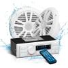 imageBOSS Audio Systems MR500UAB Marine Radio Receiver  Bluetooth Audio Streaming and HandsFree Calling USB Port Weatherproof Digital Media MP3 Player No CD Player AMFM Radio ReceiverMR500UAB  2 White Speakers