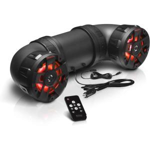 imageBOSS Audio Systems ATV65BRGB ATV UTV Weatherproof Sound System  65 Inch Speakers 1 Inch Tweeters Full Range Audio Builtin Amplifier Bluetooth MultiColor Illumination Hook Up To Stereo8 Speakers  RGB