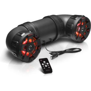 imageBOSS Audio Systems ATV65BRGB ATV UTV Weatherproof Sound System  65 Inch Speakers 1 Inch Tweeters Full Range Audio Builtin Amplifier Bluetooth MultiColor Illumination Hook Up To Stereo65 Speakers  RGB