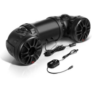 imageBOSS Audio Systems ATV85B ATV UTV Weatherproof Sound System  8 Inch Speakers 15 Inch Tweeters Builtin Amplifier Bluetooth Remote Easy Installation for 12V Vehicles