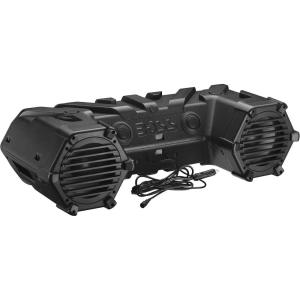 imageBOSS Audio Systems ATVB95LED ATV UTV Sound System  8 Inch Full Range Stereo Speakers 15 Inch Tweeters IPX5 Weatherproof Builtin Amplifier Bluetooth Remote Light Bar Storage Compartment8 Speakers  Black  LED Lightbar