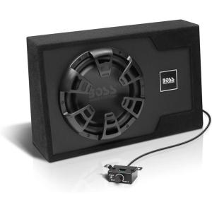 imageBOSS Audio Systems B12ES 12 Inch Powered Car Subwoofer Package  1200 High Output Builtin Amplifier Low Profile Remote Subwoofer Control 16 ft Cable