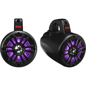 imageBOSS Audio Systems B40RGB ATV UTV Weatherproof Waketower Speaker System  Amplified 4 Inch Full Range 2 Way Bluetooth RGB Led Illumination IPX5 Rated Weatherproof Sold in Pairs