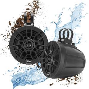 imageBOSS Audio Systems B62ABT ATV UTV Marine Weatherproof Waketower System  Amplified 65 Inch Stereo Speakers Full Range 2 Way Tweeters Bluetooth IPX5 Rated Sold in Pairs for Boat Wake Tower65 Speakers Black 500W