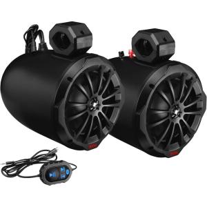 imageBOSS Audio Systems B62ABT ATV UTV Marine Weatherproof Waketower System  Amplified 65 Inch Stereo Speakers Full Range 2 Way Tweeters Bluetooth IPX5 Rated Sold in Pairs for Boat Wake Tower8 Speakers Black 850W